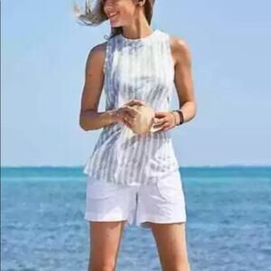 Athleta Breezy Tye-Die Sleeveless Sky Blue/White Flowy Tank